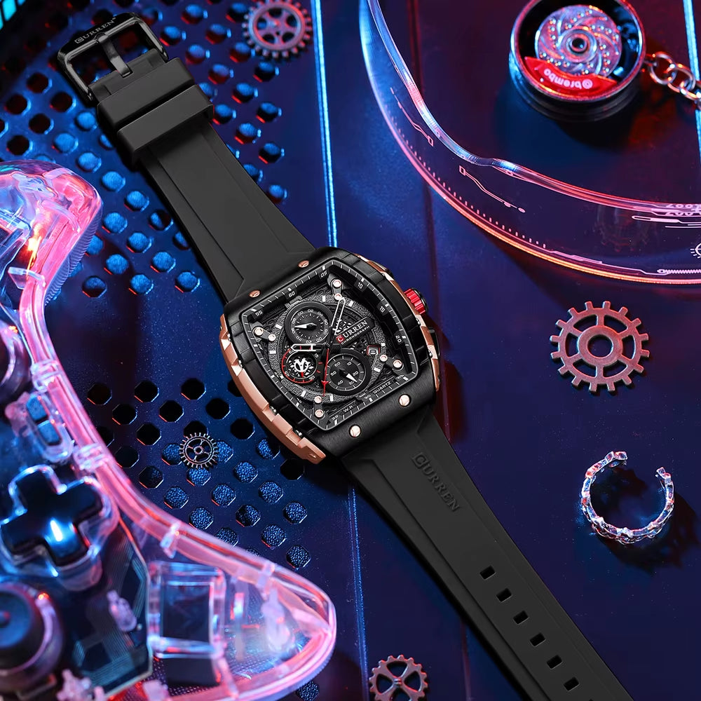 CURREN 8442 Neutral Waterproof Calendar Watch Men'S Multifunctional Six-Hand Quartz Wristwatch Men'S Wristwatch